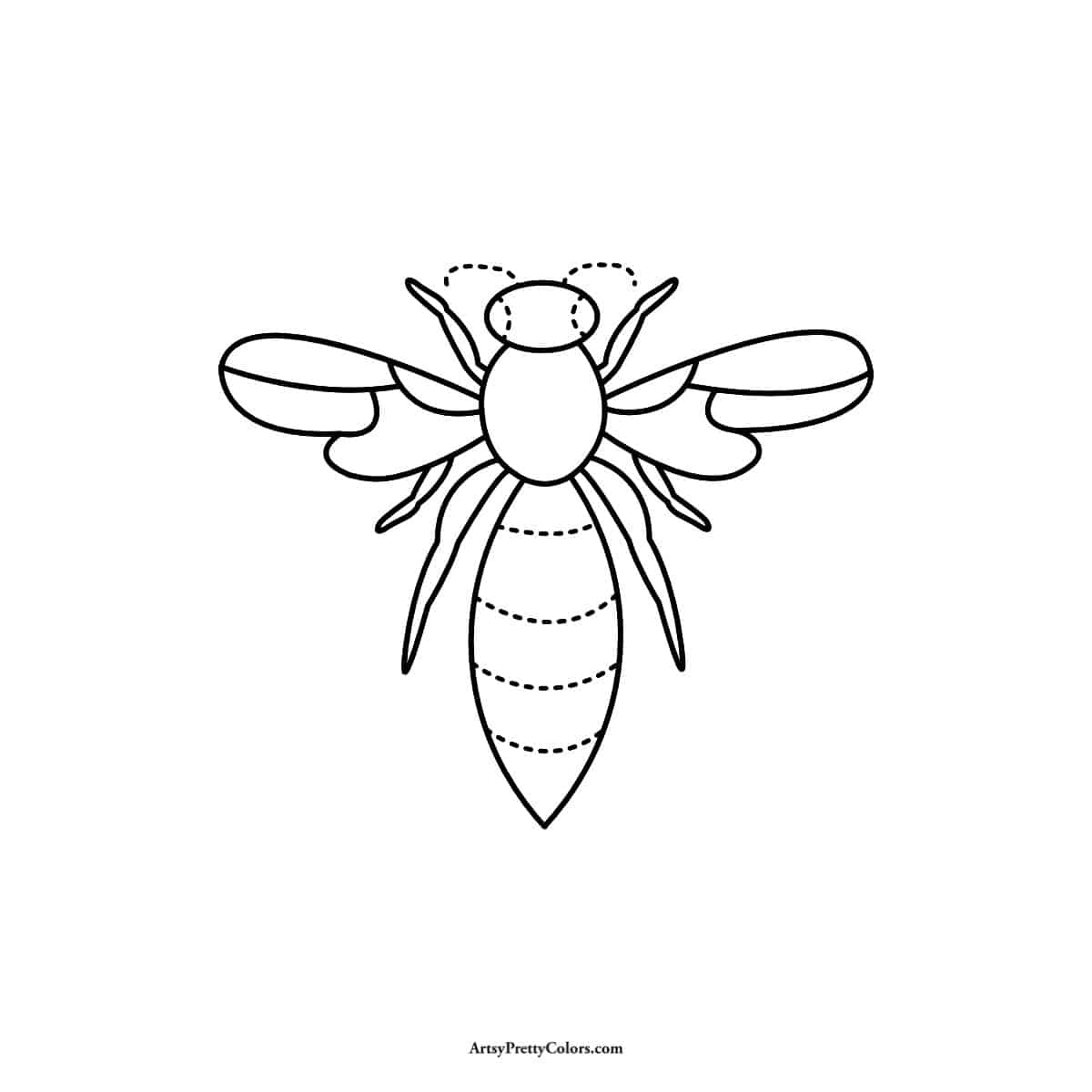 antennae and eyes step for wasp drawing