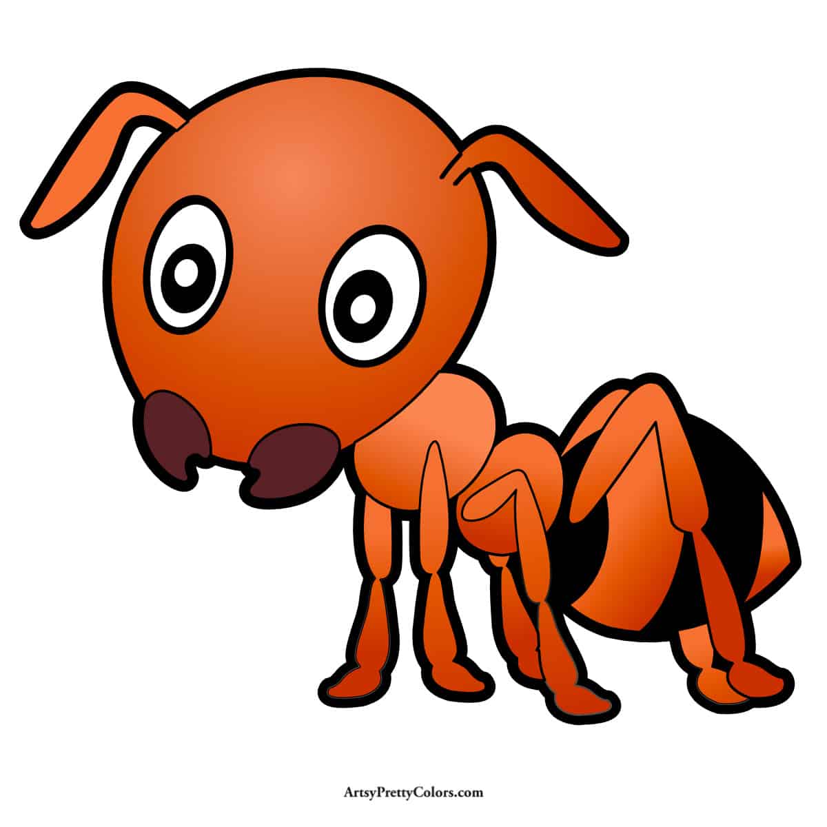 orangey-brown colored in illustration of an ant