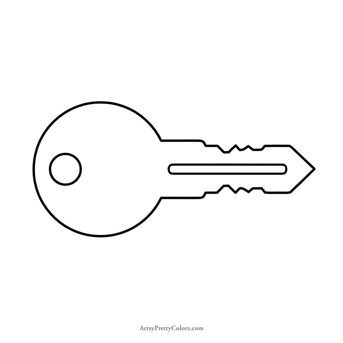 final line drawing for how to draw a key