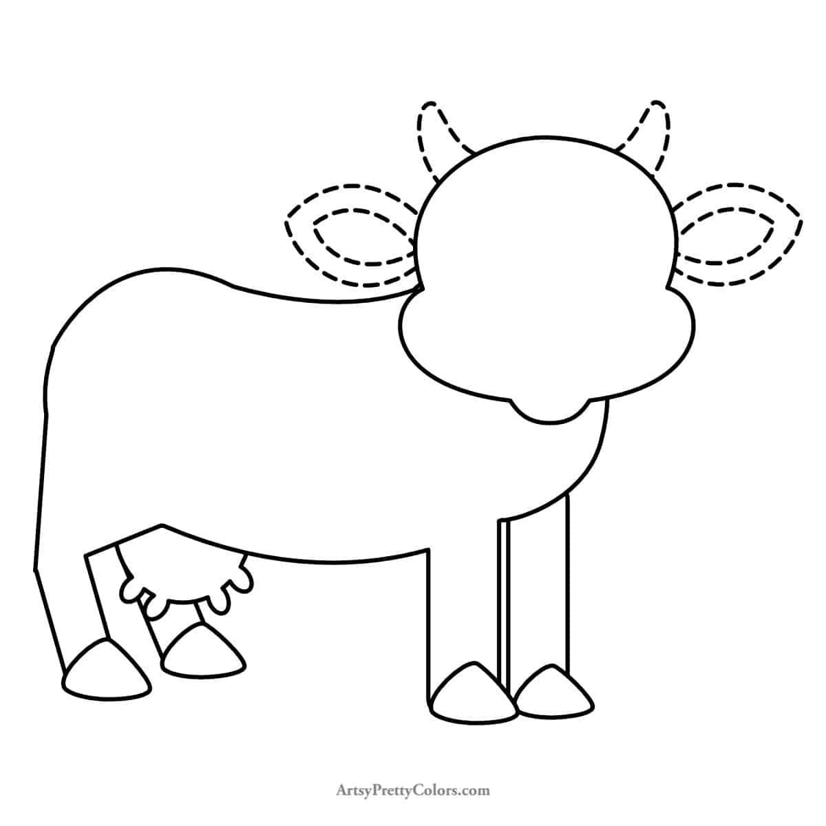 lines for drawing the bulls ears and horns