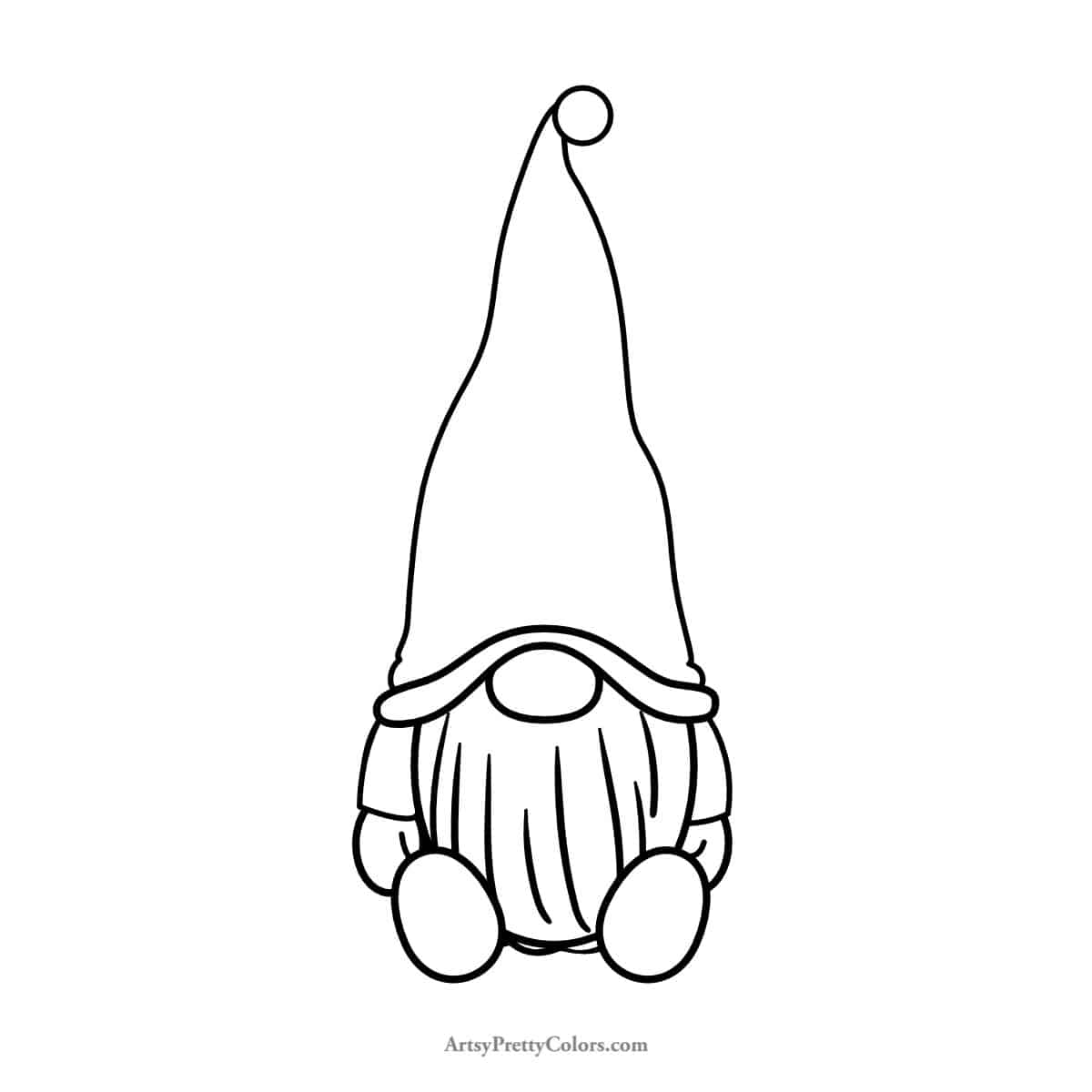 a finished line drawing of a gnome