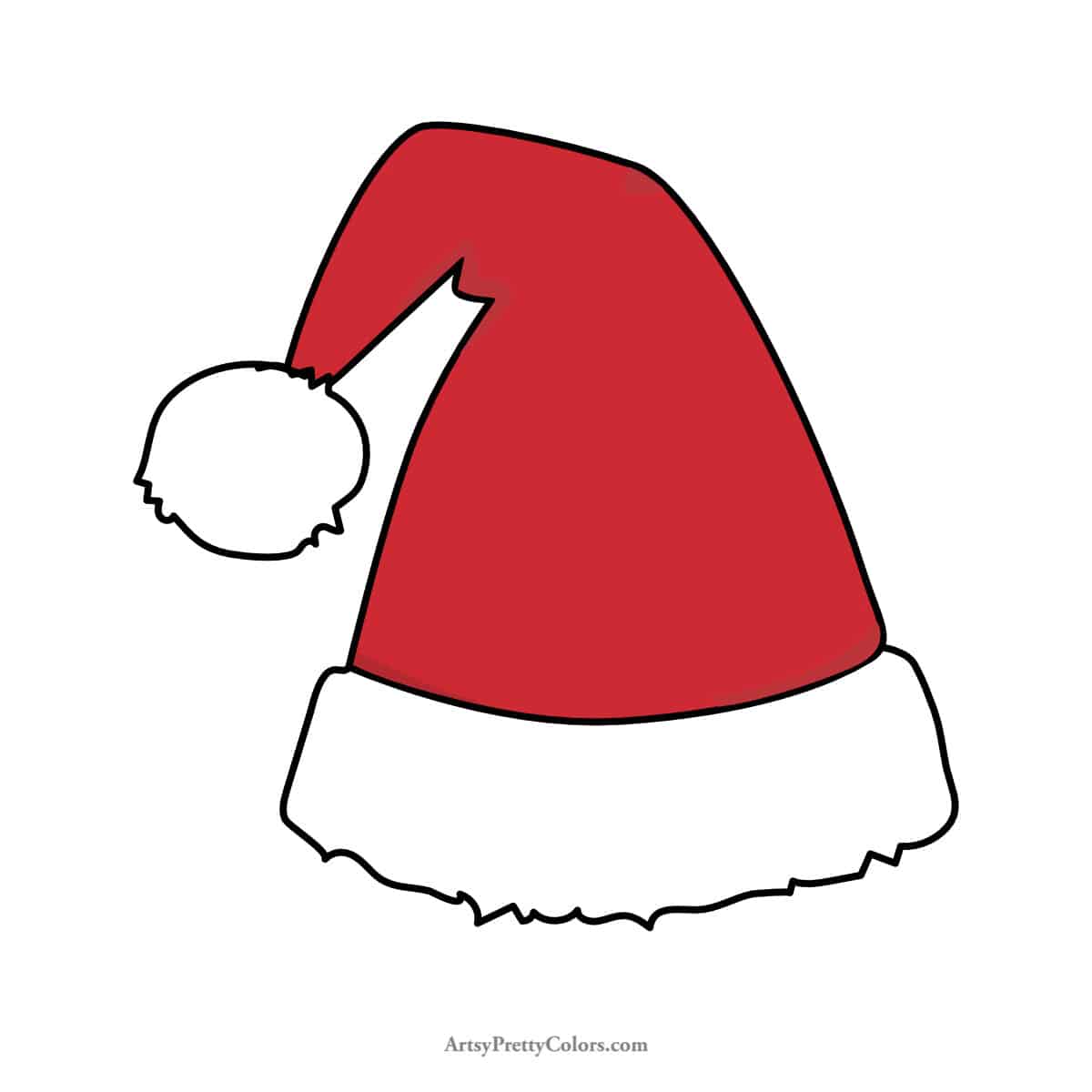a colored line drawing of Santas Hat