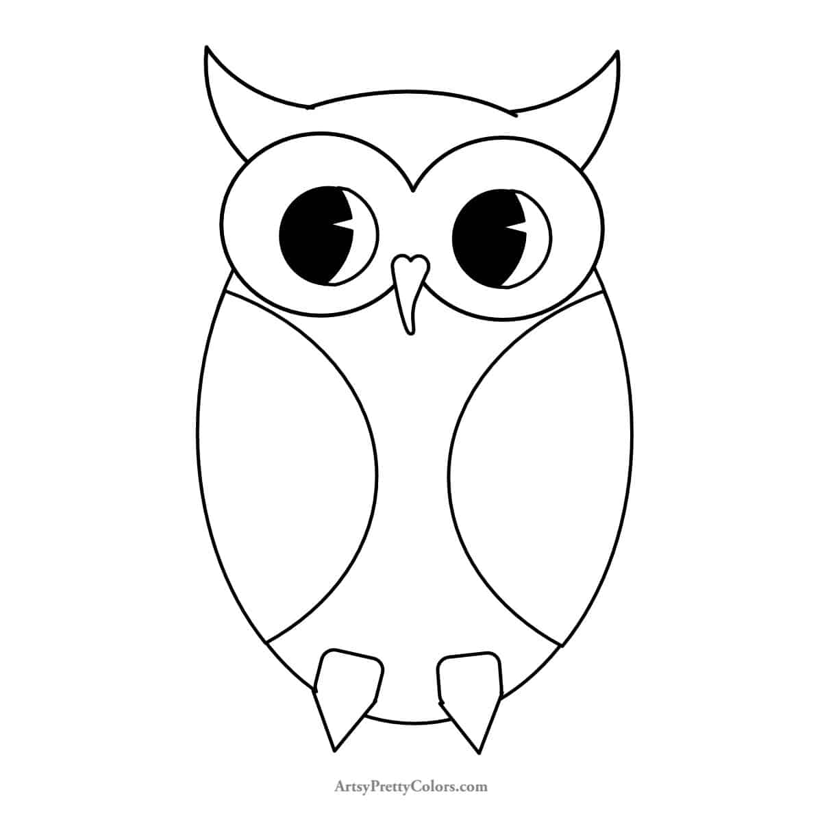 owl's pupils colored in