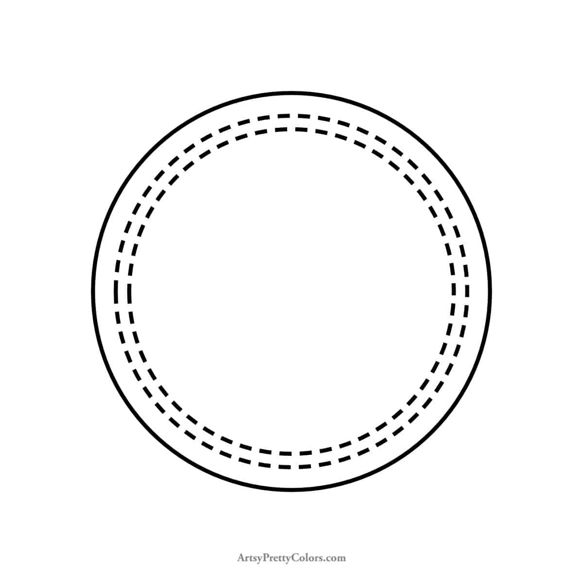 two dotted circles drawn inside a circle