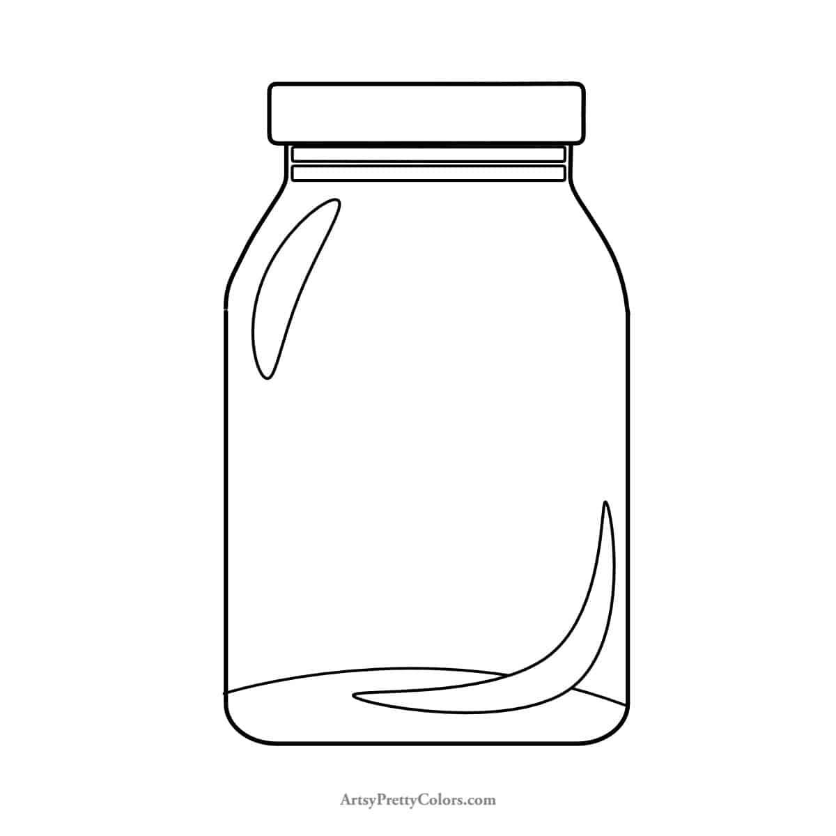 glass jar rfelection marks drawn on sides