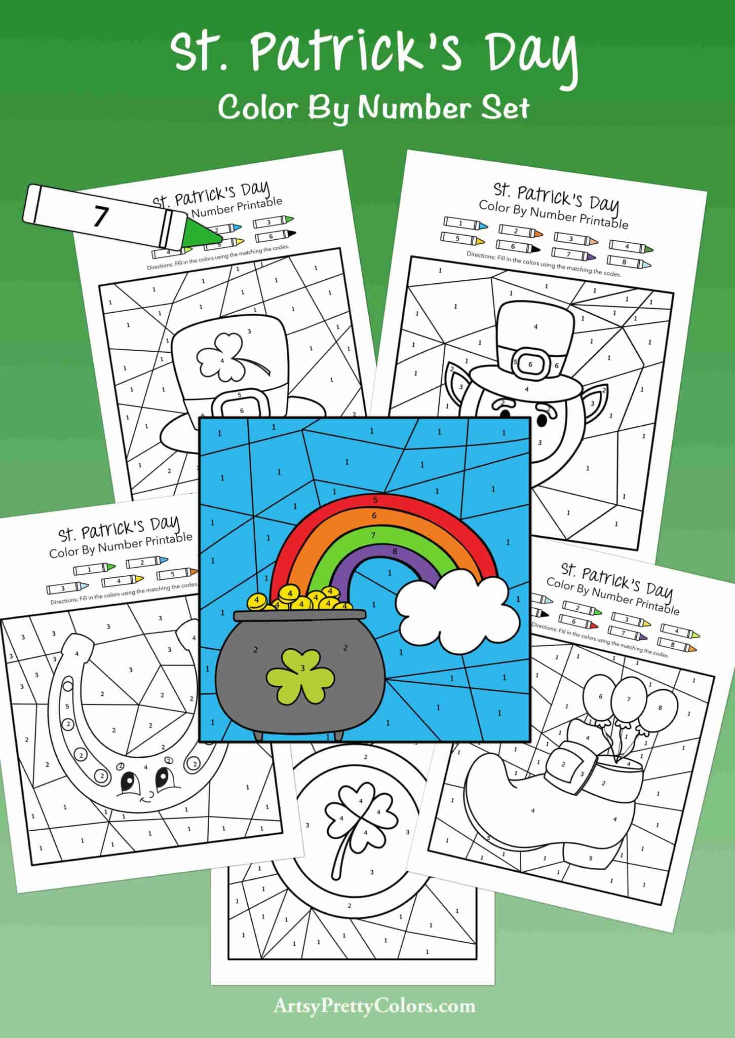 Free St. Patrick's Color By Number Printables - Artsy Pretty Colors