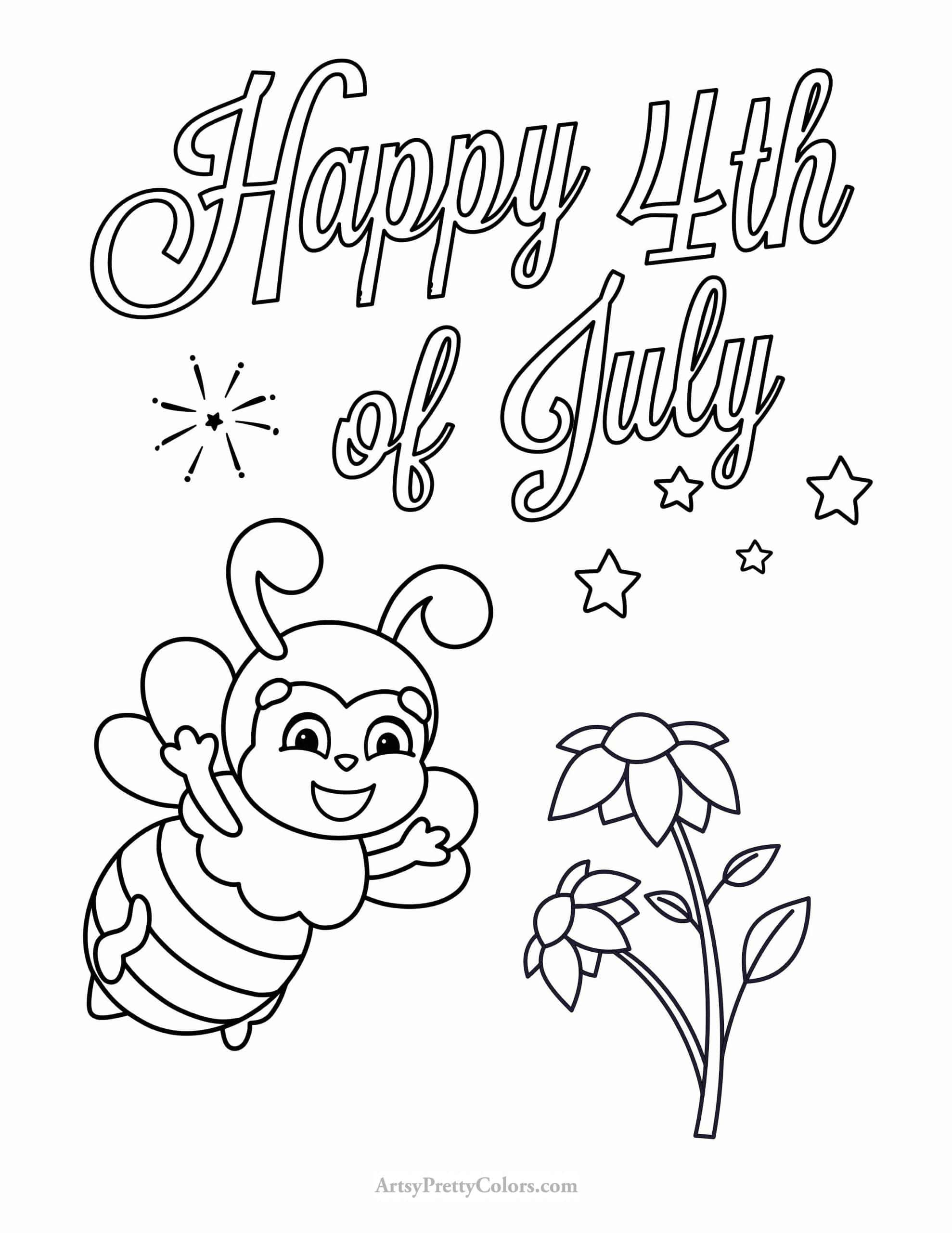 a bee flying next to a flower with stars above.