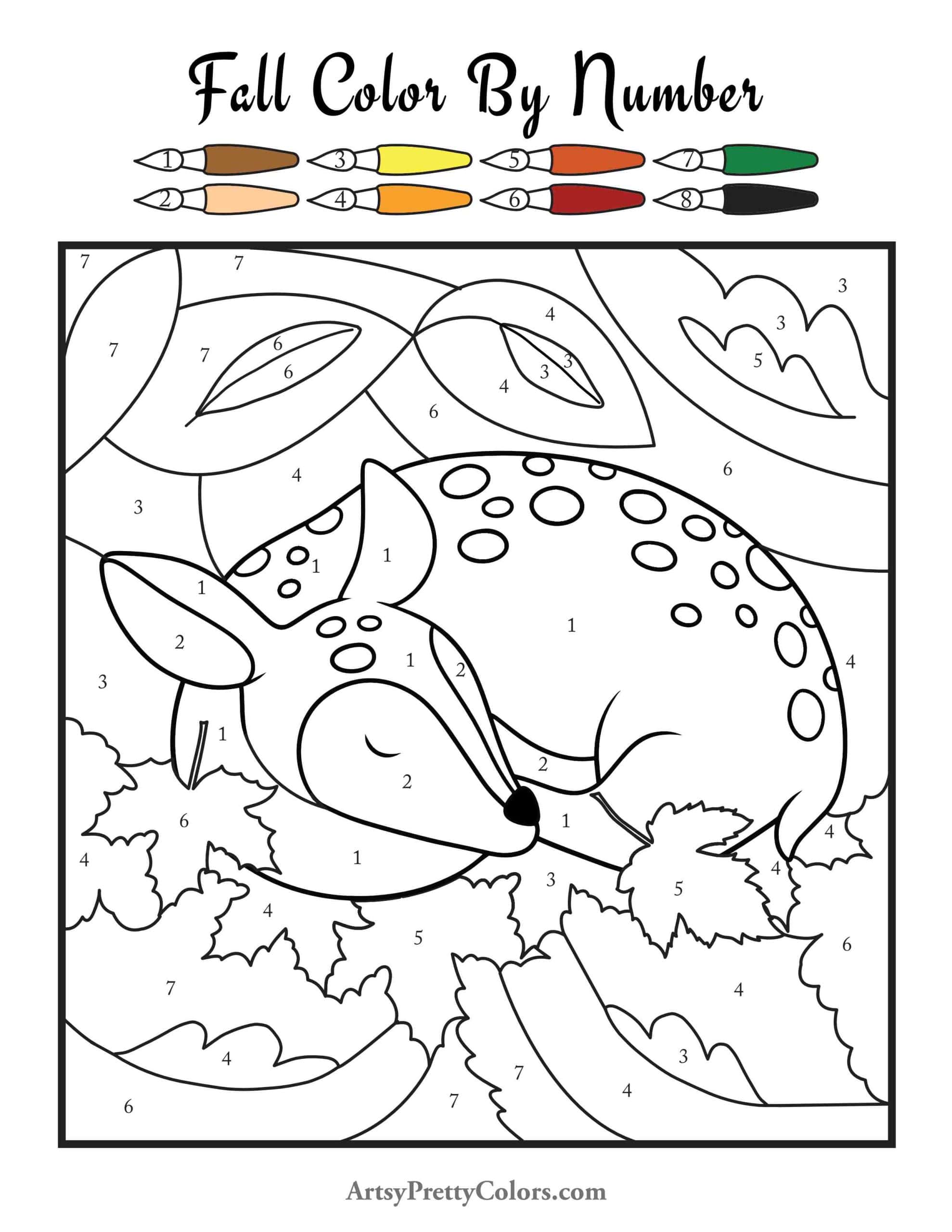 Fall Color By Number Printable Sheets (Free PDFs) - Artsy Pretty Colors