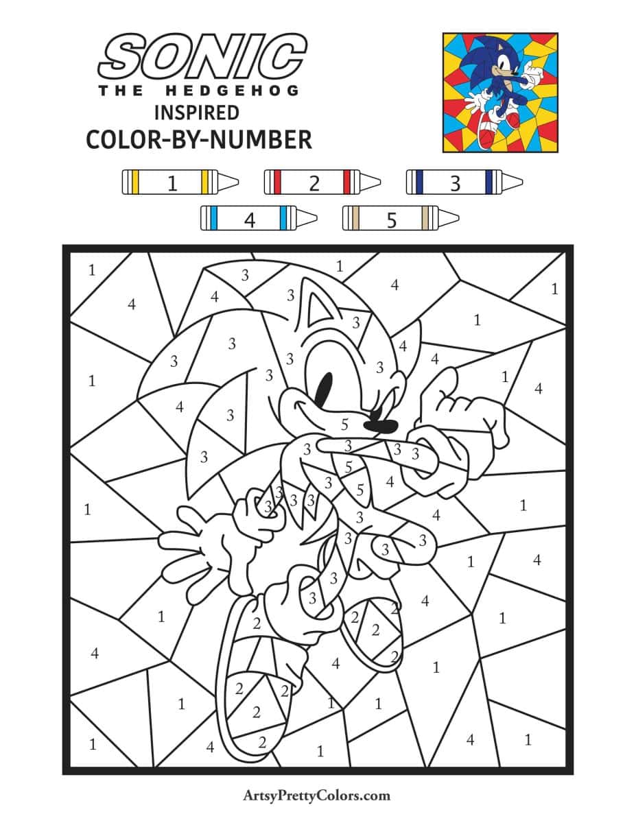 Sonic The Hedgehog color by number printable