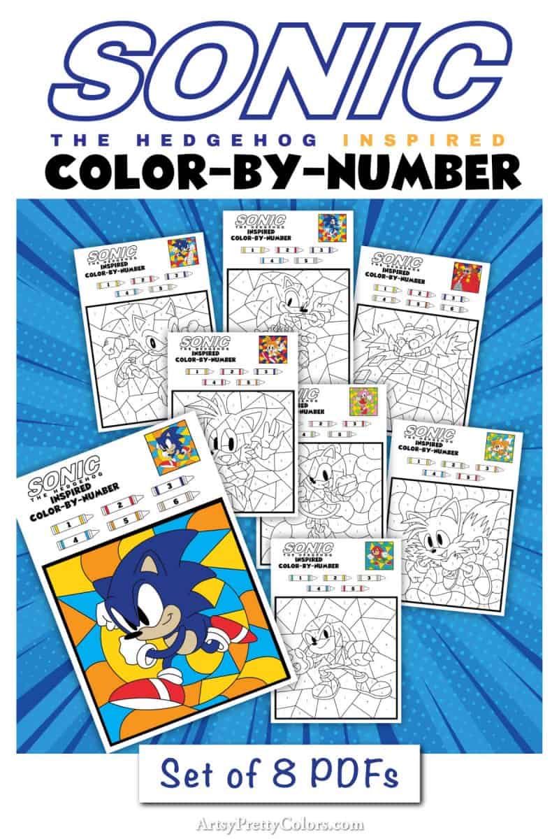 Sonic the Hedgehog color by number printable set file.