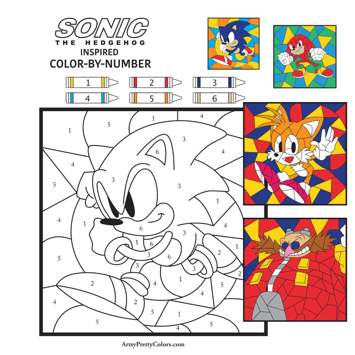 A Sonic color by number pages with colored in other color by number sonic pages.