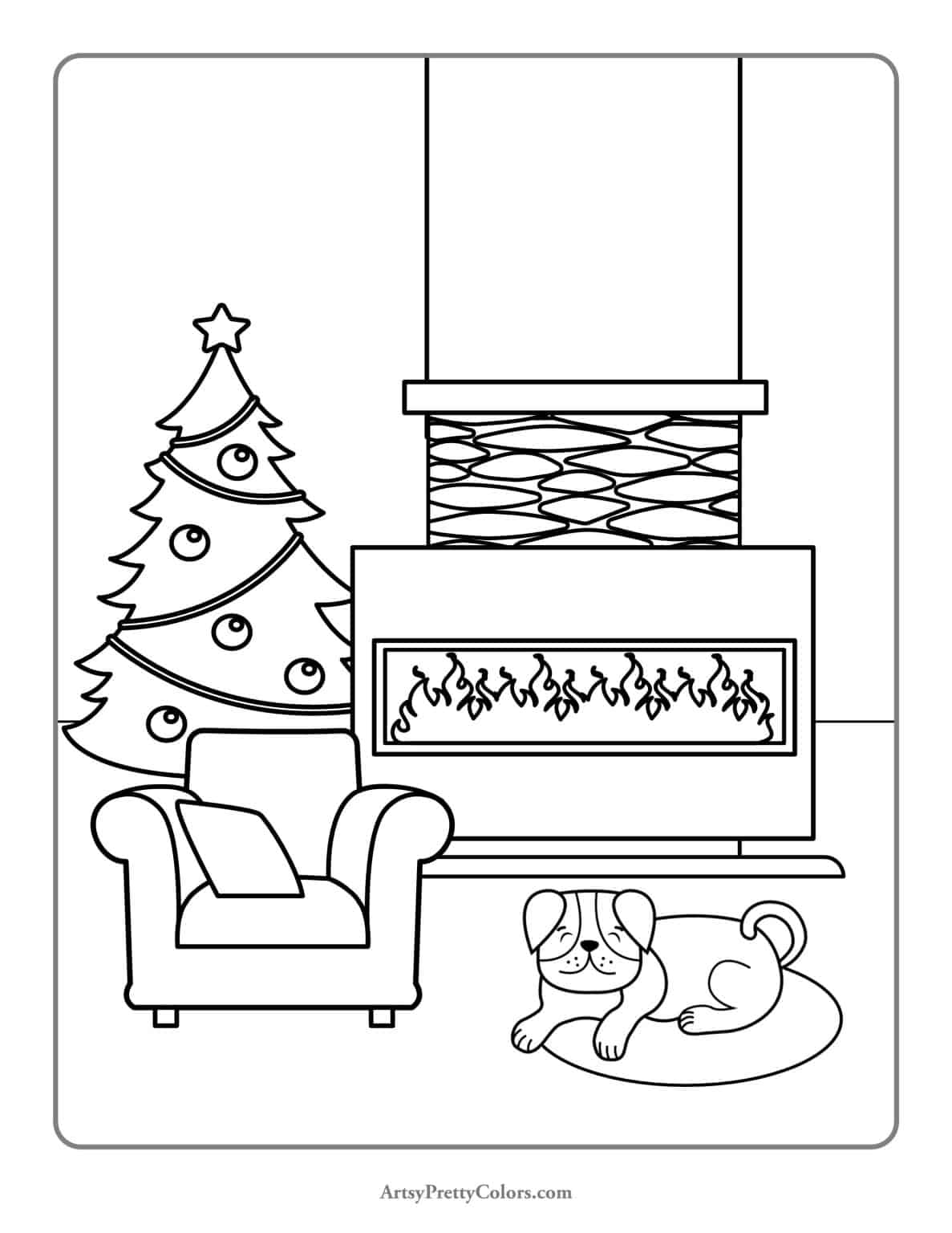 Fireplace Coloring Pages To Print For Free - Artsy Pretty Colors