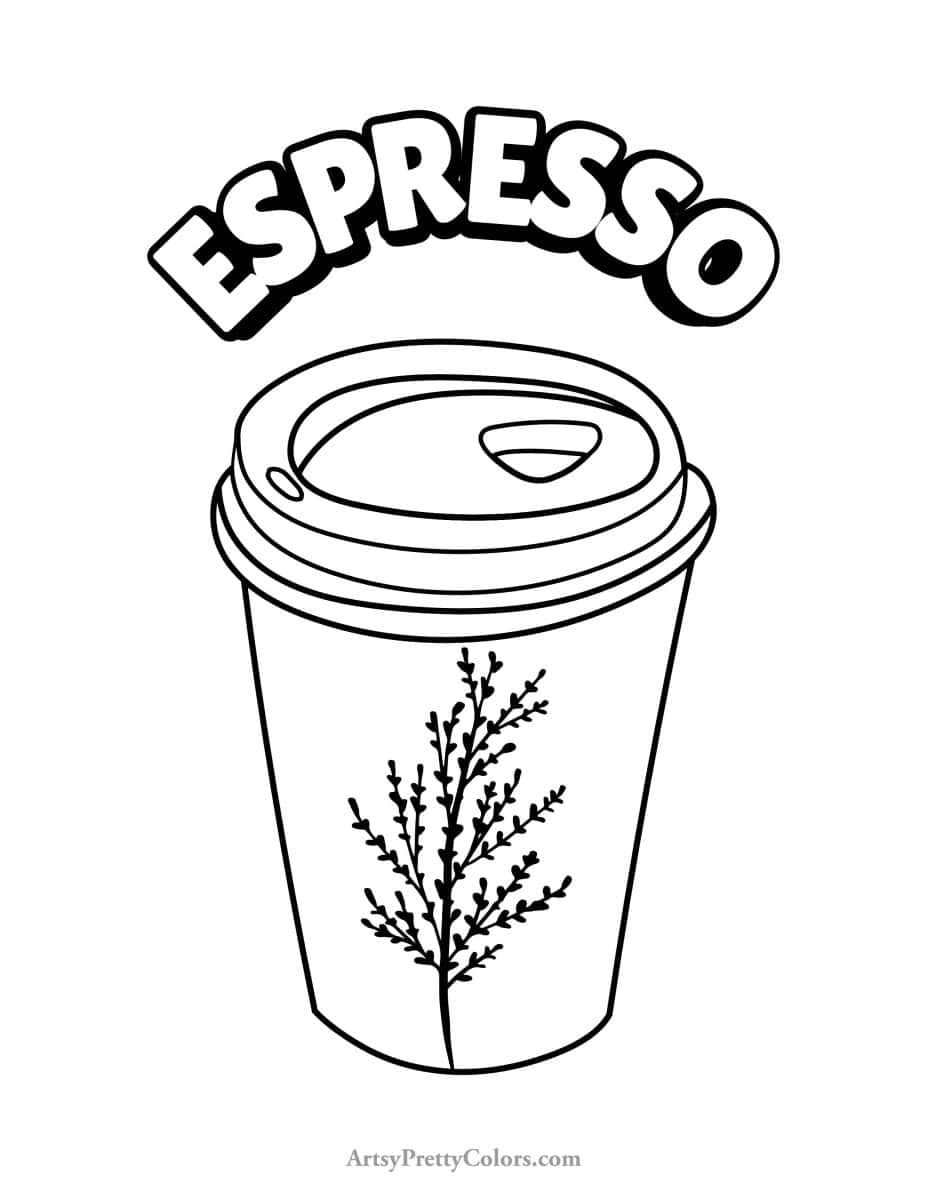 An espresso coloring page.
